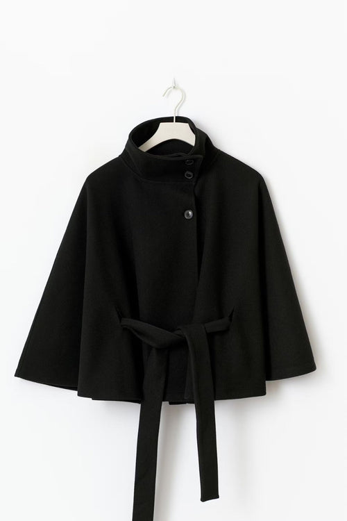 JANT belted poncho cape product photo in black