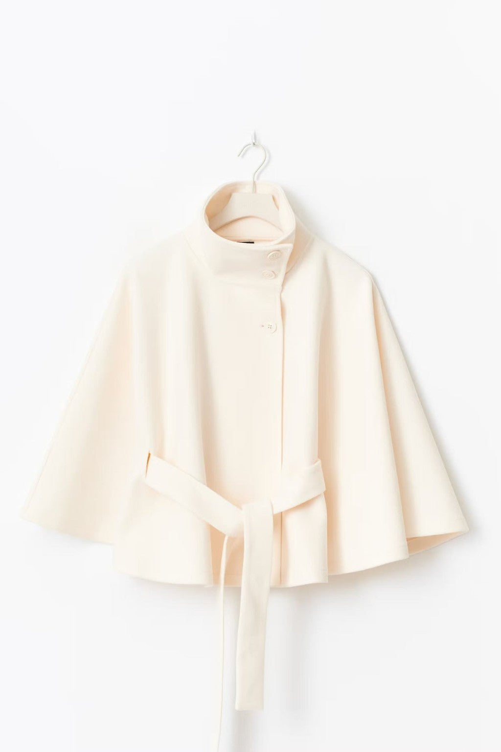 JANT belted poncho cape product photo in white