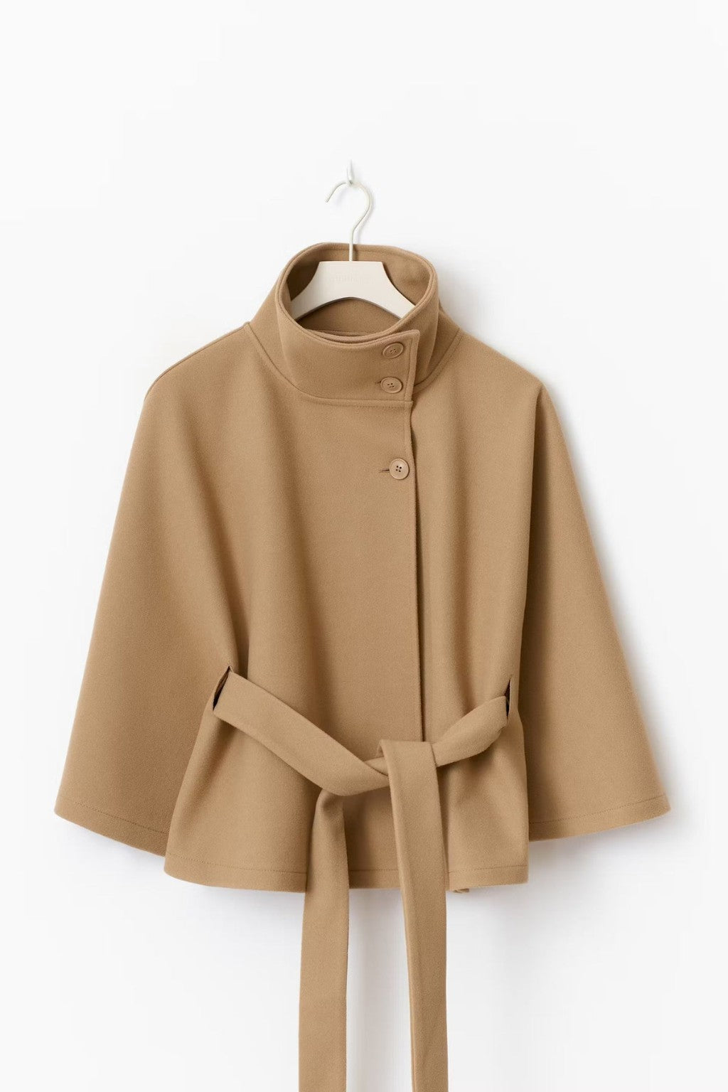 JANT belted poncho cape product photo in khaki