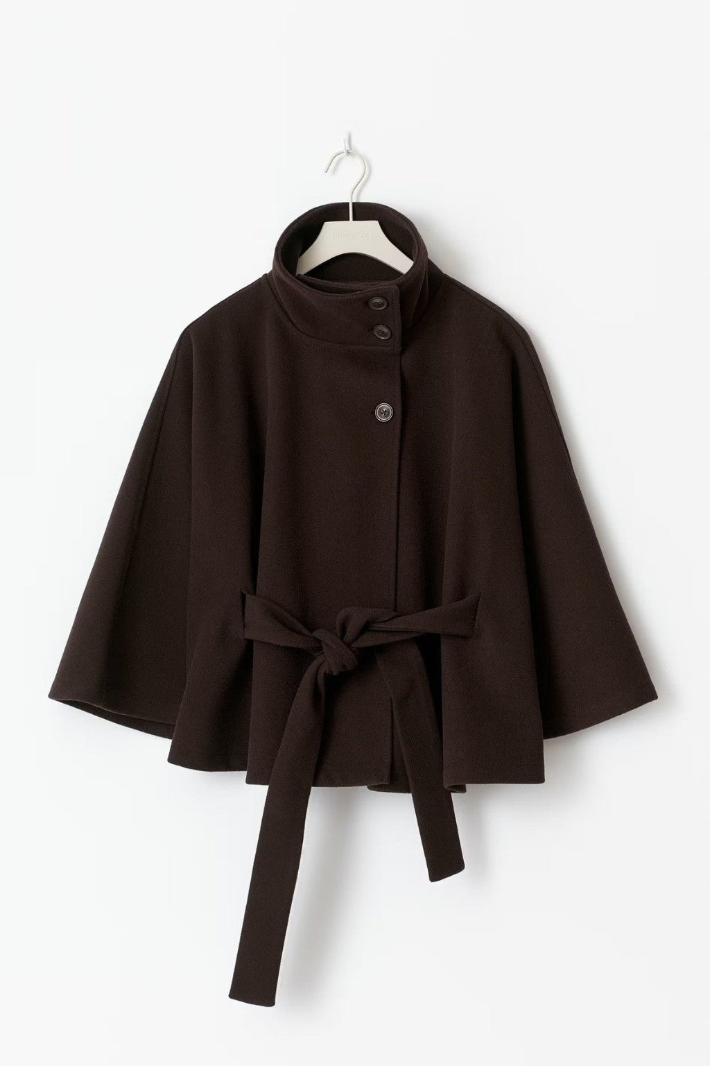 JANT belted poncho cape product photo in coffee