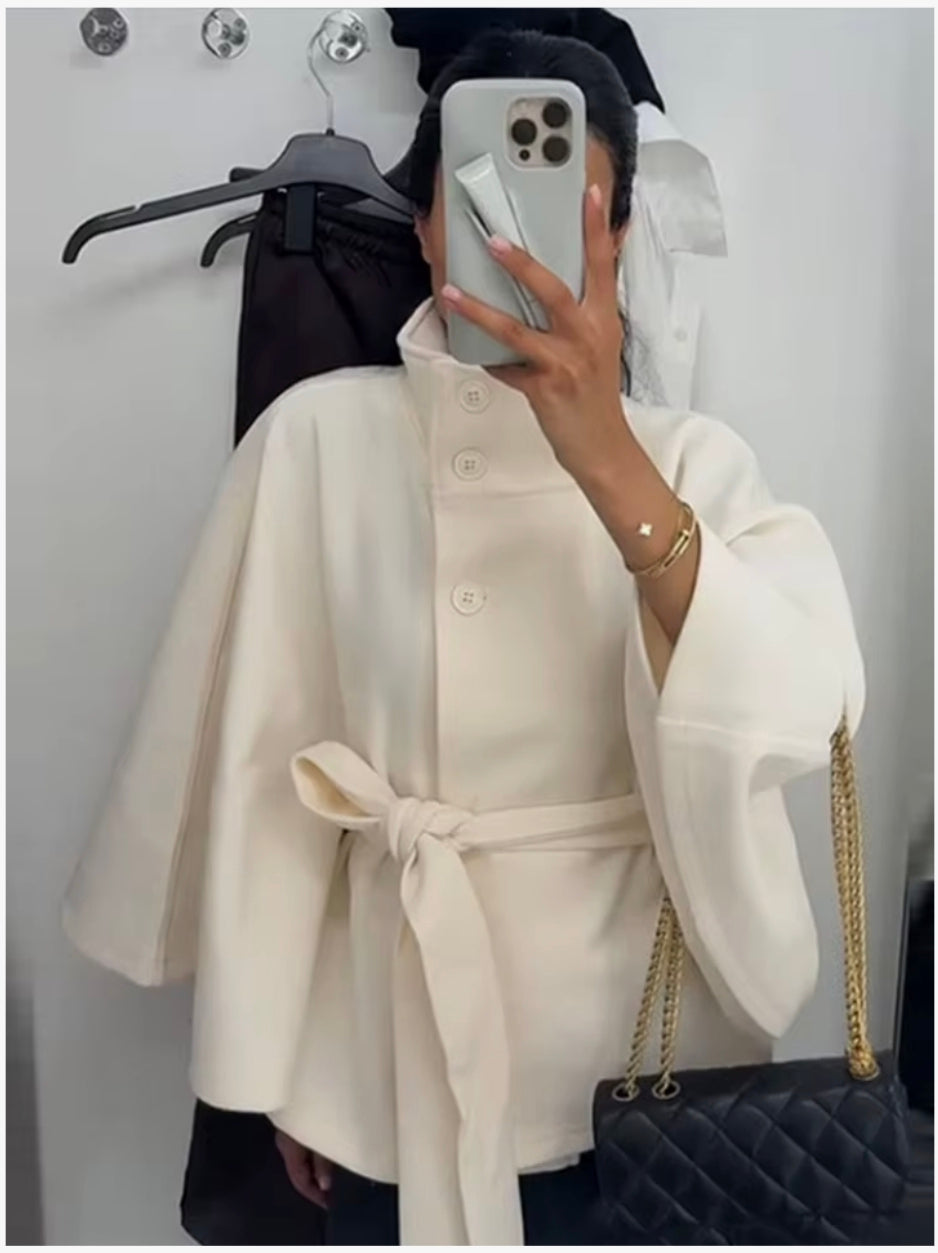 Cape poncho femme JANT avec ceinture