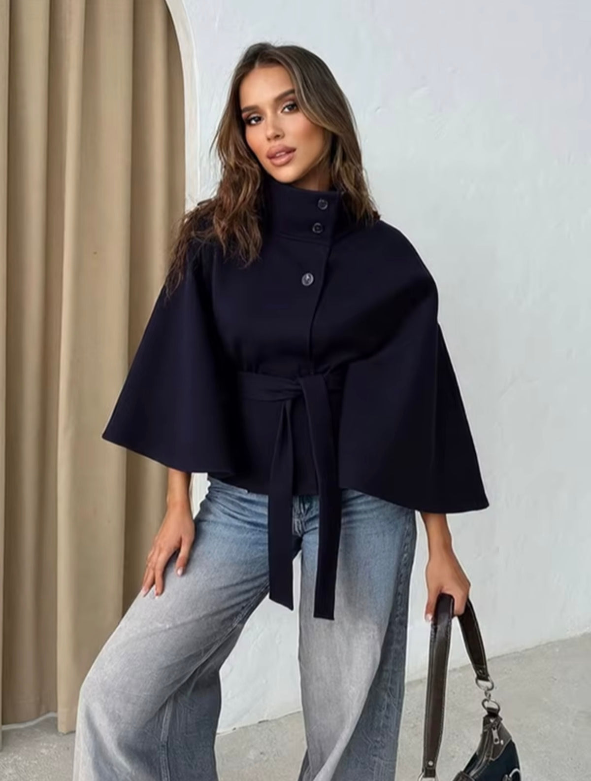 Cape poncho femme JANT avec ceinture